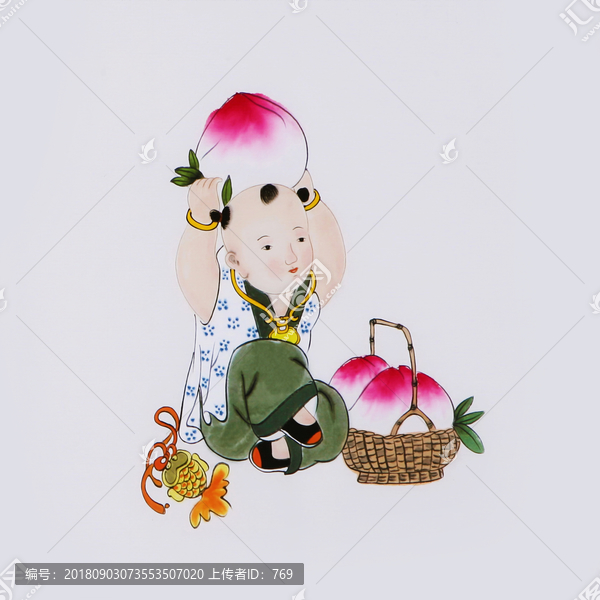 童子獻桃