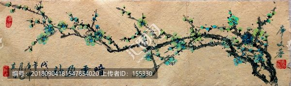 國畫綠梅