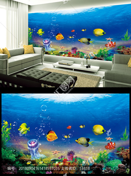 海洋世界電視背景墻平面圖