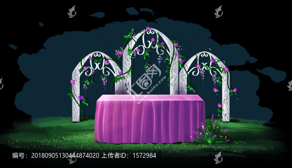 婚禮簽到區(qū)手繪圖