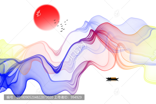 新中式禅意抽象水墨山水装饰画