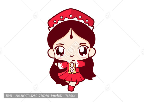 卡通新疆姑娘