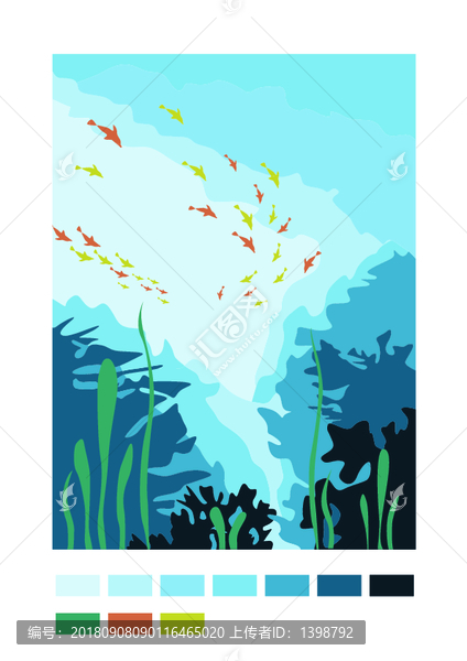 海洋深海圖插畫地毯