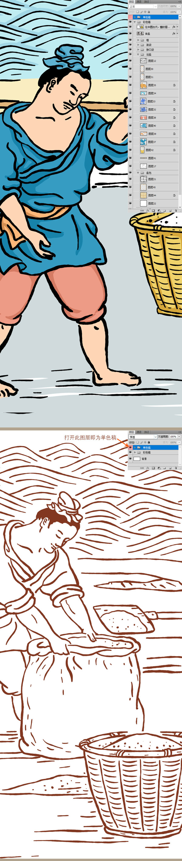 食鹽加工插畫
