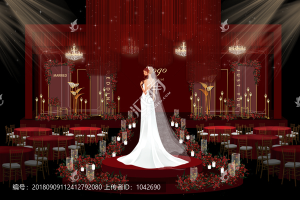 紅色主題婚禮效果圖