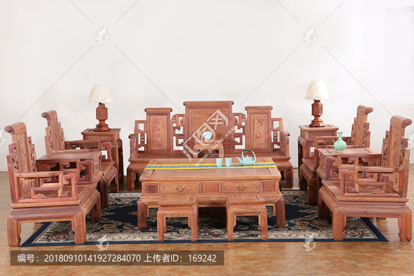 缅甸花梨红木家具卷书沙发