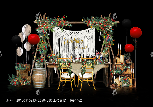 美式鄉(xiāng)村波西米亞復(fù)古婚禮合影區(qū)