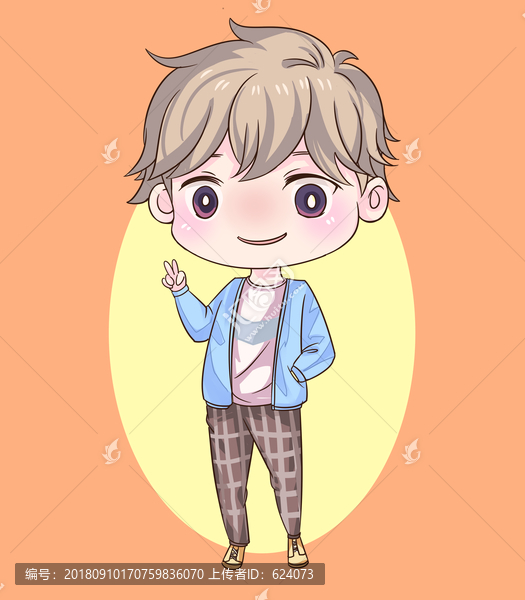 Q版人像卡通男孩PSD