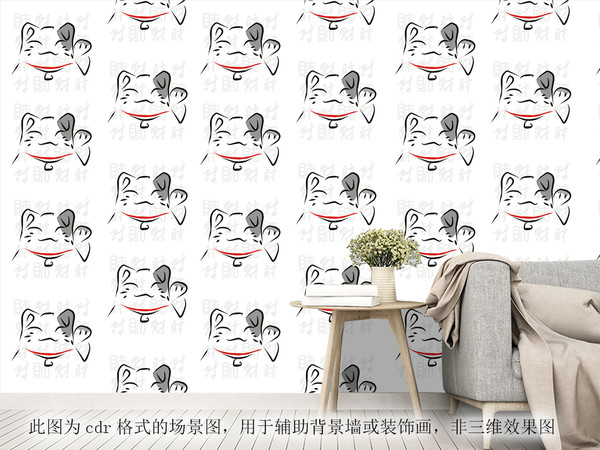 cdr矢量時(shí)尚招財(cái)描裝飾畫(huà)背景