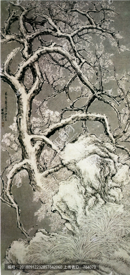 張彥雪景梅花圖