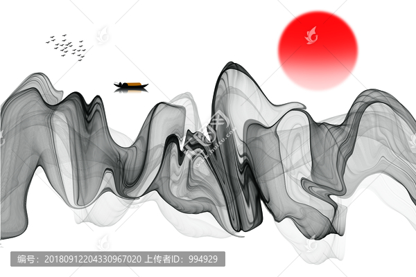 新中式禪意抽象水墨山水裝飾畫