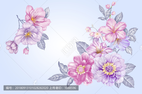 高清分層手繪花