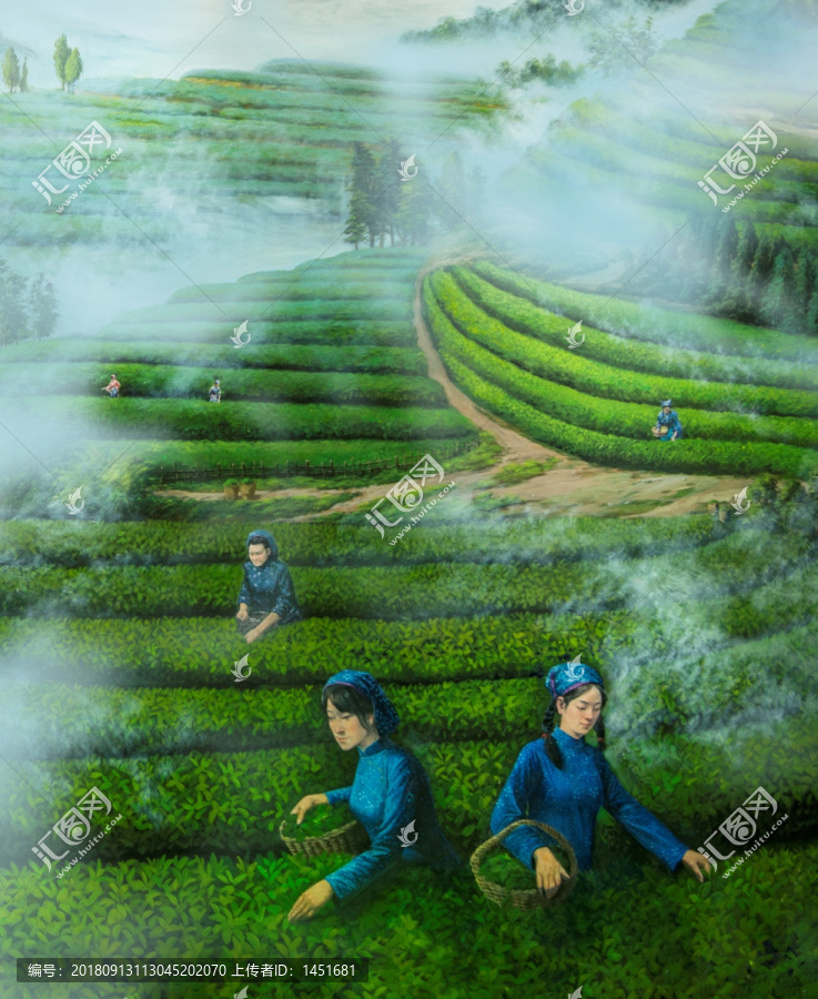 茶香春韻手繪插畫