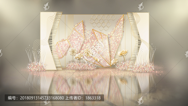 夢(mèng)幻香檳粉色婚禮迎賓