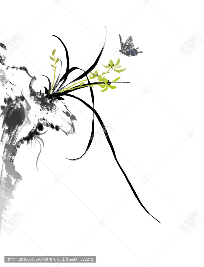 蝴蝶蘭花水墨畫(huà)國(guó)畫(huà)