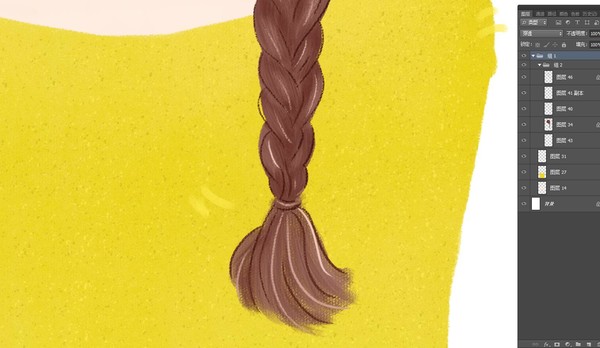 手繪美女少女背影