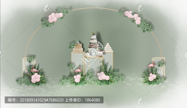 火烈鳥粉色森系婚禮甜品
