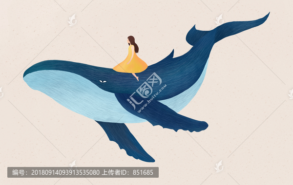 手繪鯨魚女孩