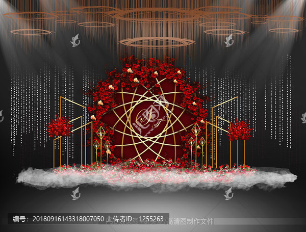 紅金主題婚禮迎賓區(qū)