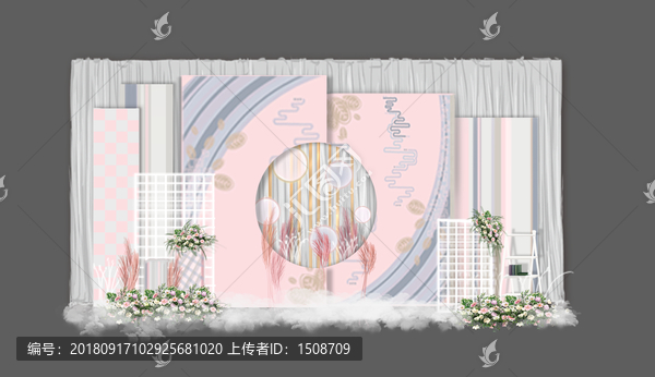 藍(lán)粉新中式迎賓區(qū)婚禮