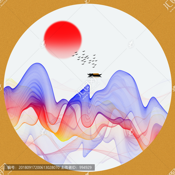 新中式禅意抽象水墨山水装饰画