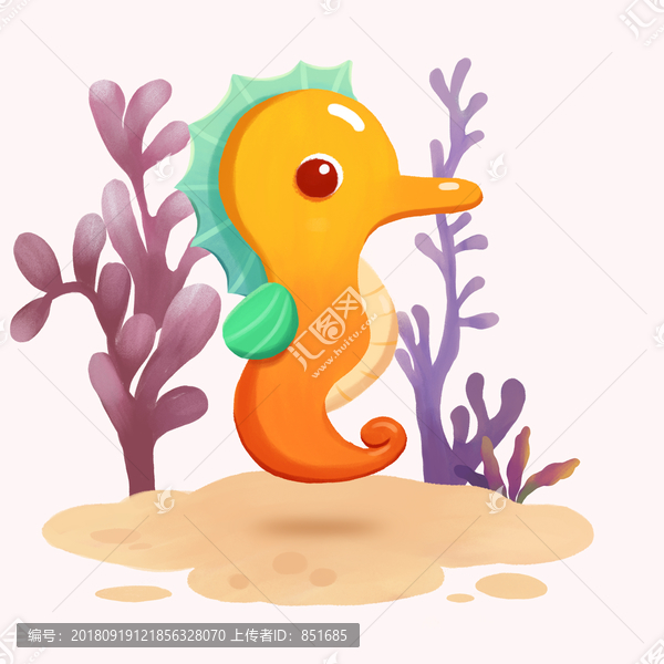 手繪海馬珊瑚