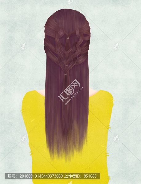 手繪美女發(fā)型造型背影