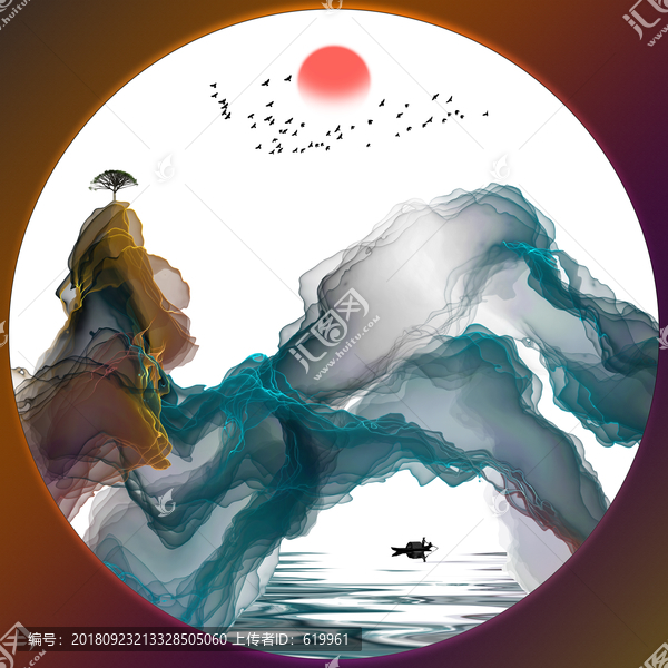 水墨畫意境山水裝飾畫
