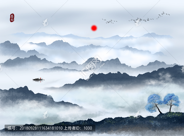 水墨意境山水畫(huà)