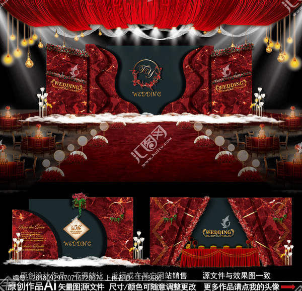 紅黑色大理石主題婚禮