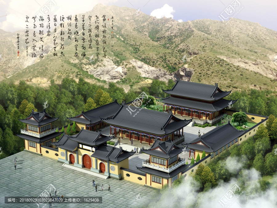 古建寺廟效果圖