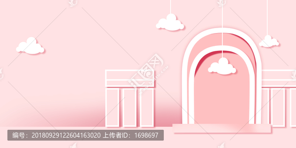 粉色窗戶剪紙背景