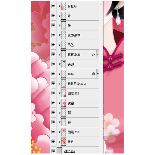旗袍美女與牡丹花手機殼圖片