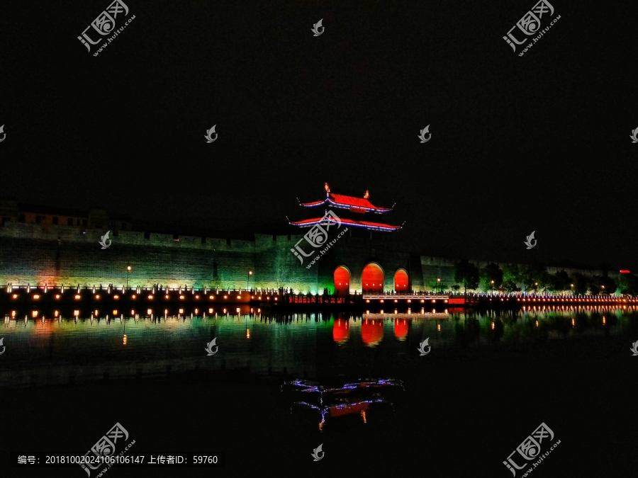 苏州平门城楼,夜色夜景灯光