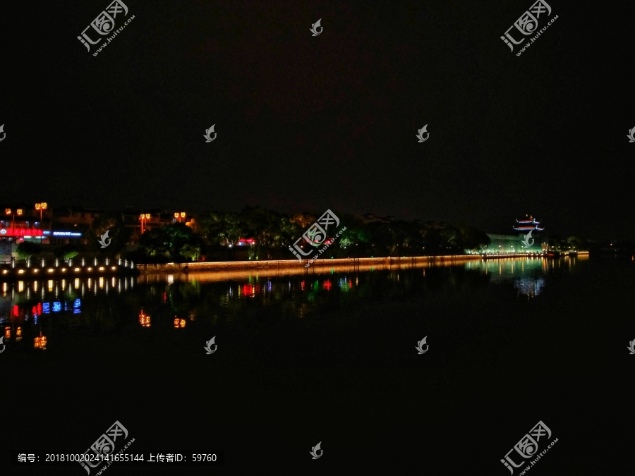 苏州平门桥护城河夜色风景