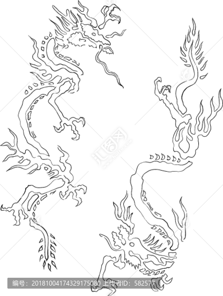 龍形線稿圖