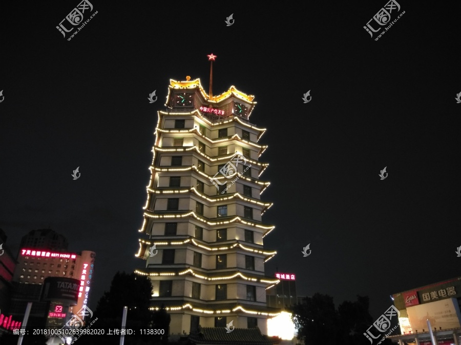 河南郑州二七纪念塔夜景