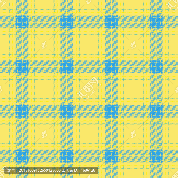 矢量苏格兰格子布纹黄色格子布纹