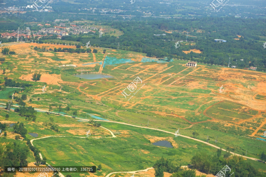 航拍成都双流地区大地景观工程