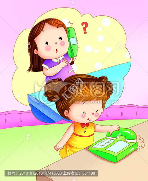 小孩打電話掛電話