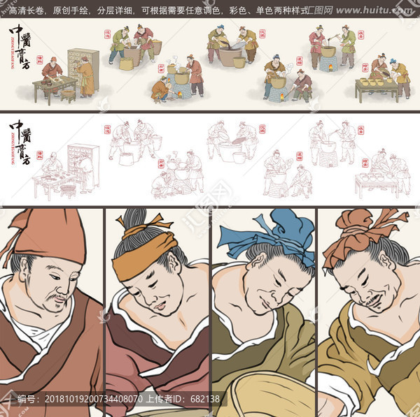 中醫(yī)膏方制作流程插畫