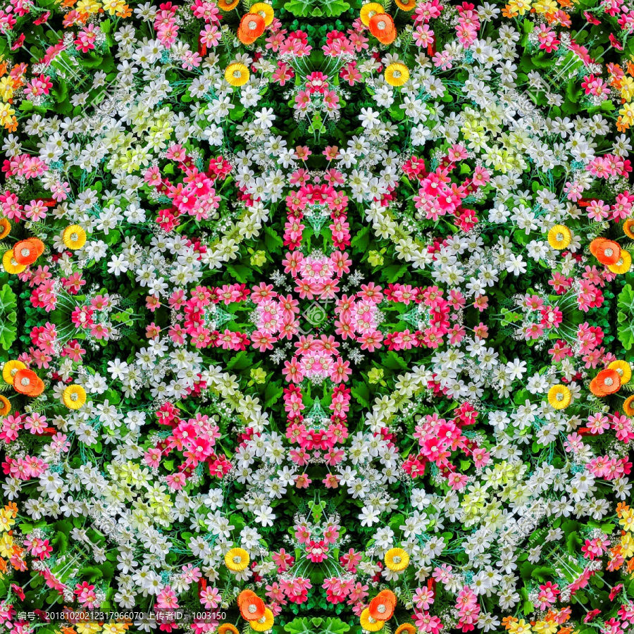 對稱無縫鮮花拼花圖案
