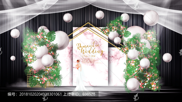 大理石小清新婚禮舞臺效果圖