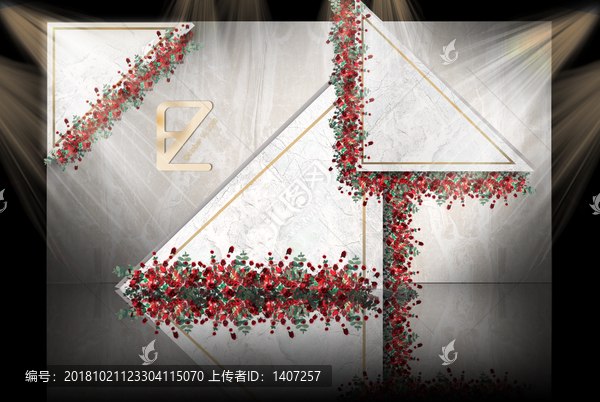 大理石配紅色婚禮