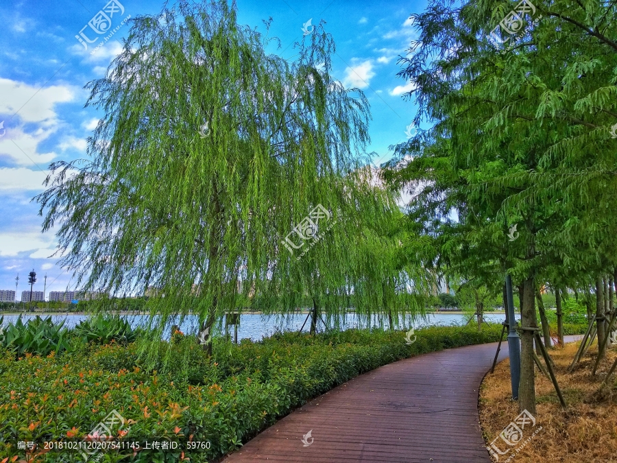 湖畔栈道风景