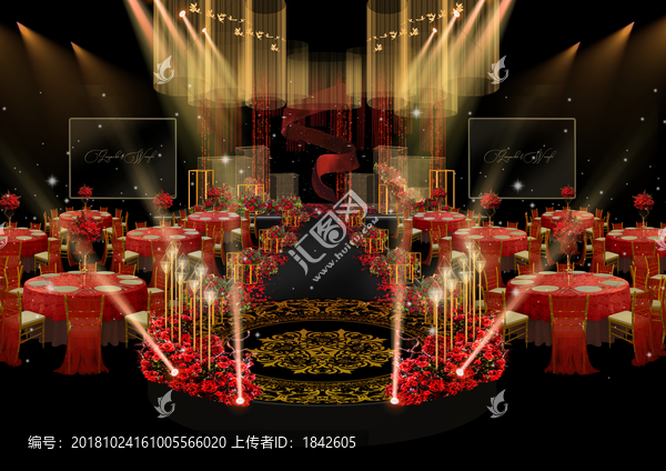 紅黑金主儀式區(qū)效果圖