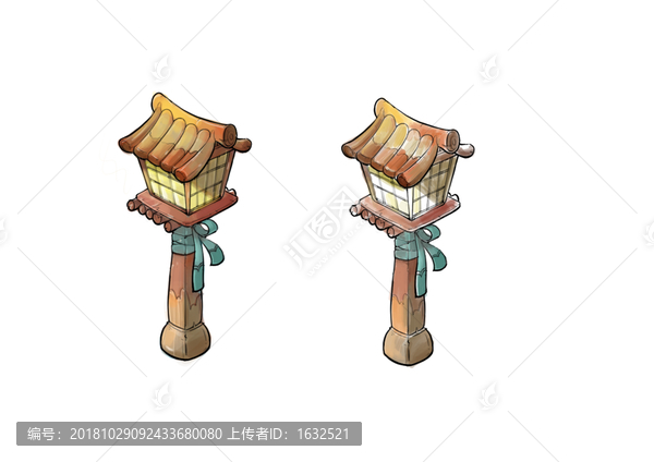 手繪古風木燈