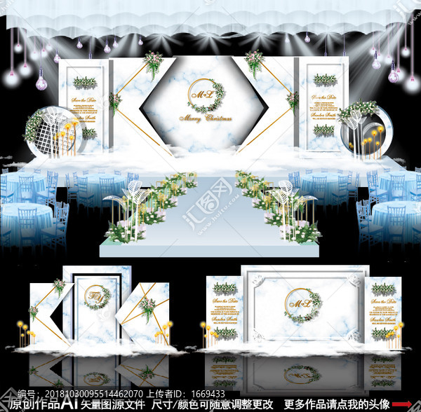 藍(lán)白色大理石婚禮