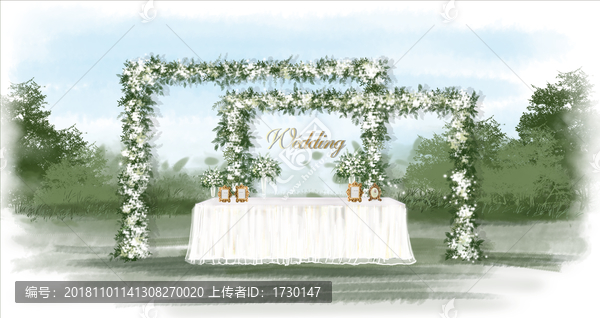 戶外白綠婚禮效果圖