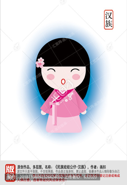 56個民族漢族女孩PSD